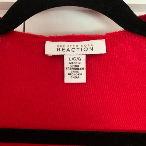 Button Down V-Neck Cardigan Sweater Red Ruffle Church Librarian Academia Style - Picture 5 of 8